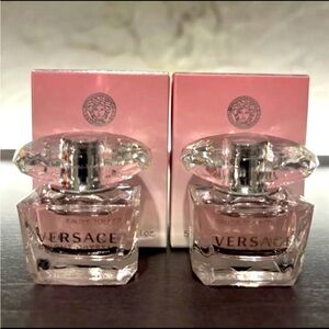 2x VERSACE BRIGHT CRYSTAL Perfume for Women Mini 0.17oz / 5ml EDT
